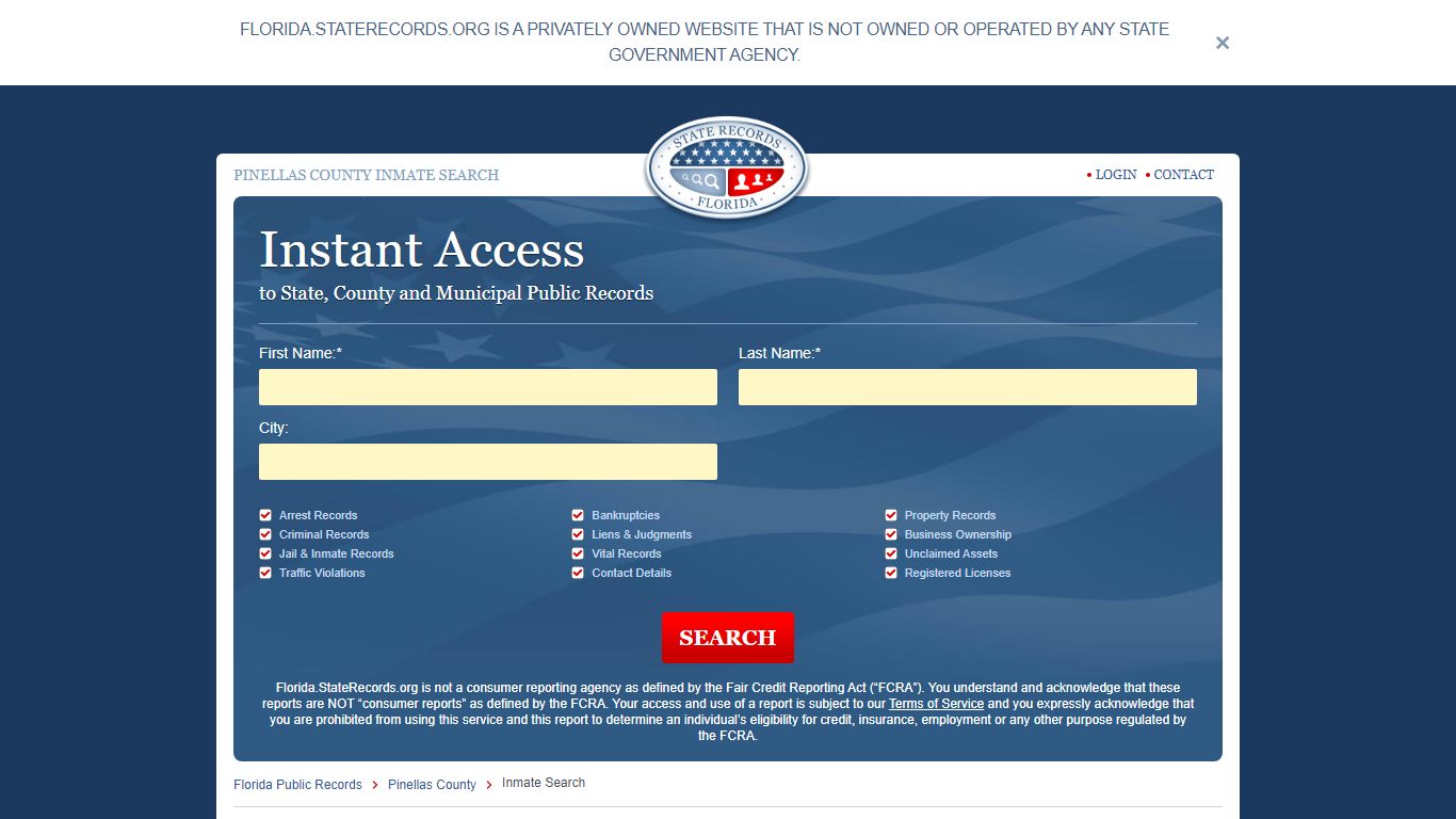 Pinellas County, Florida Inmate Search | StateRecords.org
